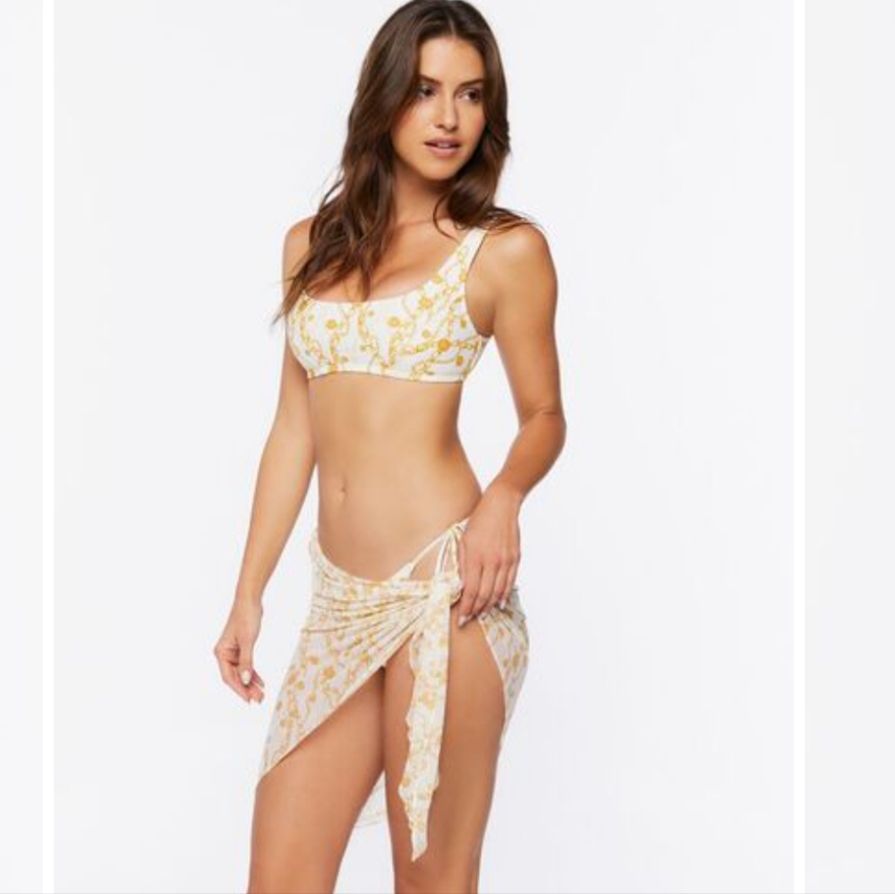 F21 Gold Chain Link Sarong Wrap Coverup